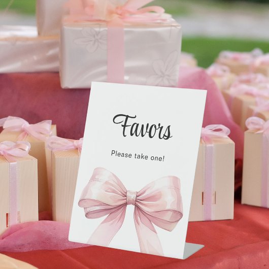 De Table Favor signe ruban rose blanc
