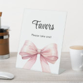 De Table Favor signe ruban rose blanc (In SItu)