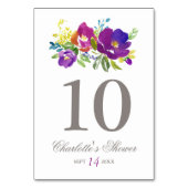 De Table Fête des mariées florale violet romantique Numéro (Dos)
