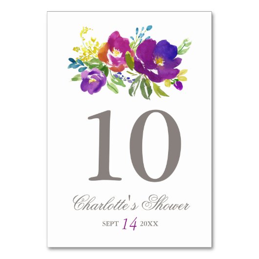 De Table Fête des mariées florale violet romantique Numéro (Par défaut)