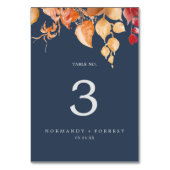 De Table Feuilles automnales | Navy Blue & Burgundy Numéro  (Dos)