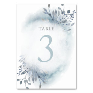 De Table fleurs d'aquarelle bleu poussiéreux Tableau Numéro