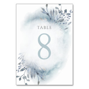 De Table fleurs d'aquarelle bleu poussiéreux Tableau Numéro