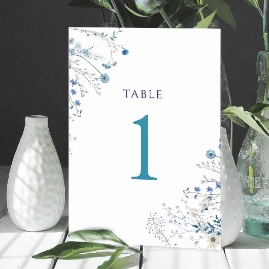De Table fleurs sauvages bleu aquarelle Tableau Numéro 1