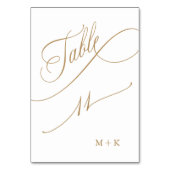 De Table Gold Luxury Calligraphy Mariage numéro 11, (Dos)