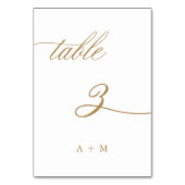 De Table Gold Romantic Calligraphy Mariage Numéro 3, (Dos)