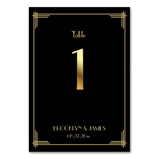 De Table Grand Gatsby Art Déco Tableau Numéro 1 Or Noir (Par défaut)