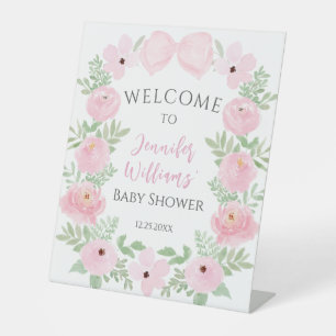De Table Joli arc rose floral bébé fille douche signe d'acc