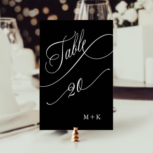 De Table Mariage Calligraphie Luxueuse Numéro 20, Noir