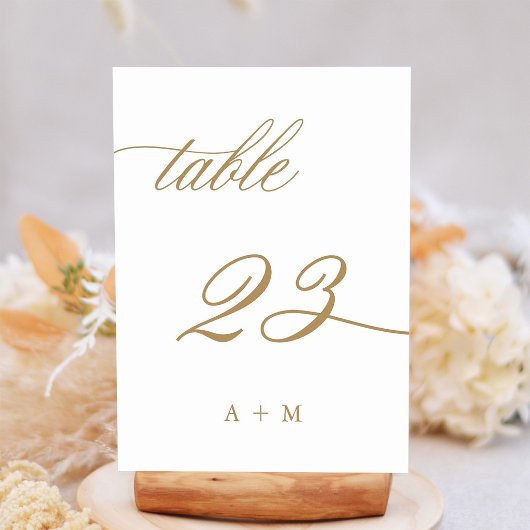 De Table Mariage Calligraphie Romantique Numéro 23 en Or,