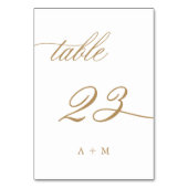 De Table Mariage Calligraphie Romantique Numéro 23 en Or, (Dos)