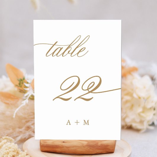 De Table Mariage Calligraphie Romantique Or Numéro 22,