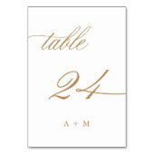 De Table Mariage Calligraphie Romantique Or Numéro 24, (Dos)