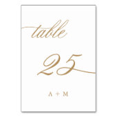 De Table Mariage Calligraphie Romantique Or Numéro 25, (Dos)