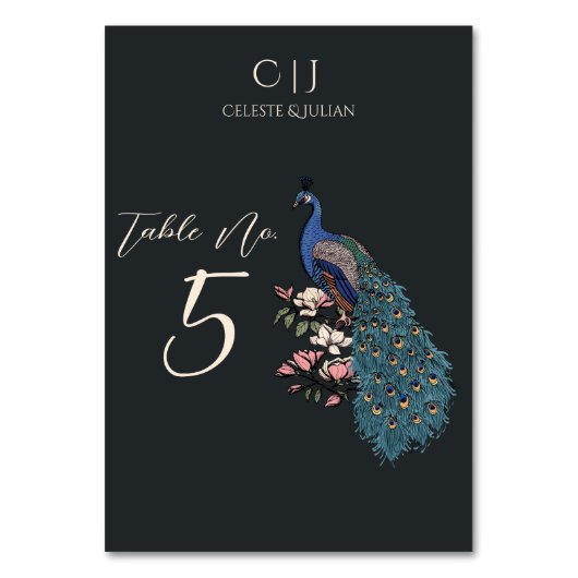 De Table Mariage moderne noir et Turquoise Peacock Numéro d (Par défaut)