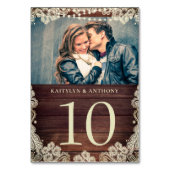 De Table Mariage photo en dentelle d'ivoire en bois Numéro  (Dos)