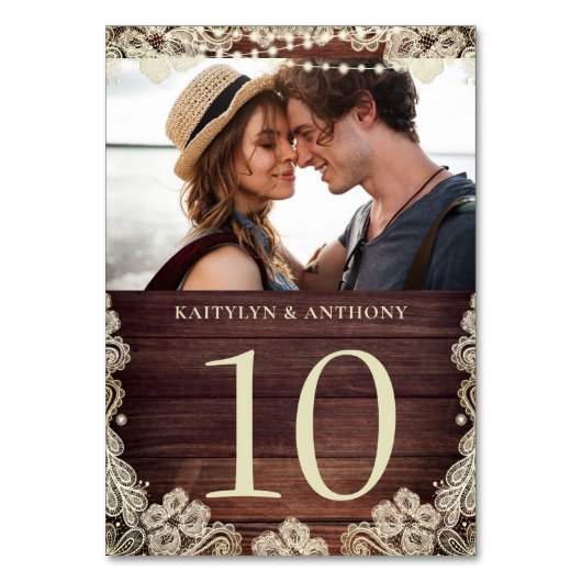 De Table Mariage photo en dentelle d'ivoire en bois Numéro  (Par défaut)