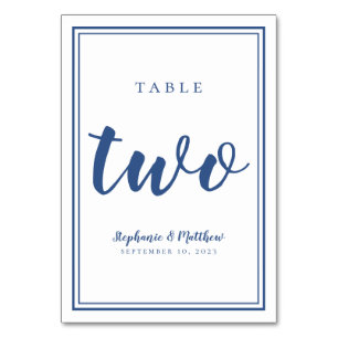 De Table Mariage simple bleu et blanc numéro deux