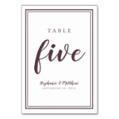 De Table Mariage simple violet et blanc Numéro du tableau C (Dos)
