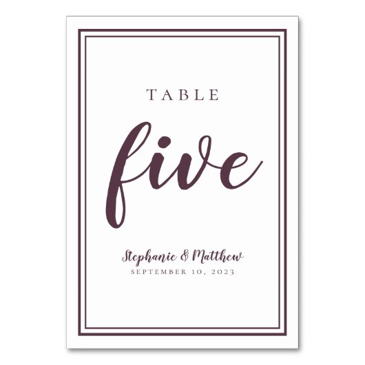 De Table Mariage simple violet et blanc Numéro du tableau C (Par défaut)