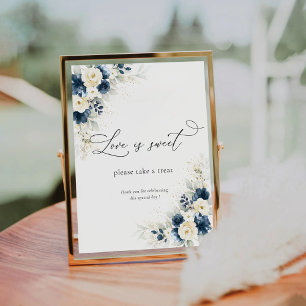 De Table Marine Bleu et blanc Roses L'amour est doux signe