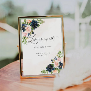 De Table Marine & Blush rose Floral L'amour est doux signe