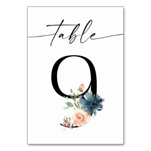 De Table Marine, Dusty Blue & Pink Floral Tableau Numéro 9
