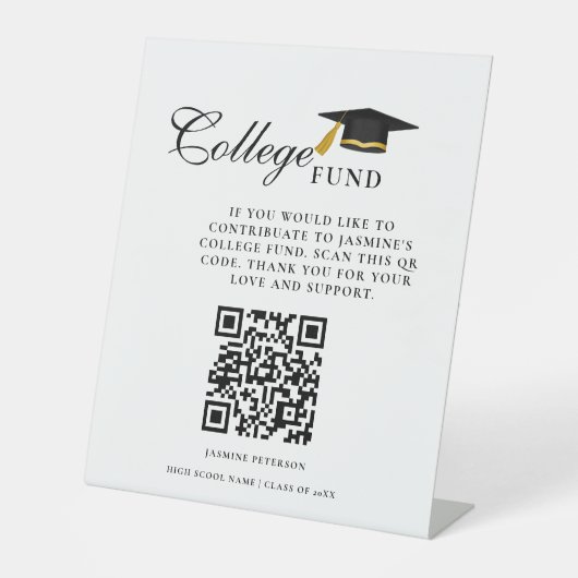 De Table Minimalist College Fund QR Code Signe Graduation (Recto)