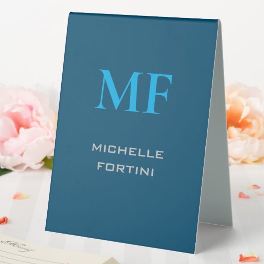 De Table Monogramme moderne Plaque initiale Ciel & Océan Bl (In SItu (Mariage))