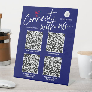 De Table Navy Blue Modern QR Code médias sociaux signe tend