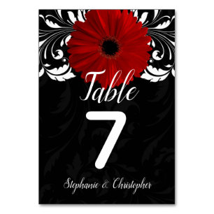 De Table Noir blanc rouge Gerbera Mariage marguerite Numéro