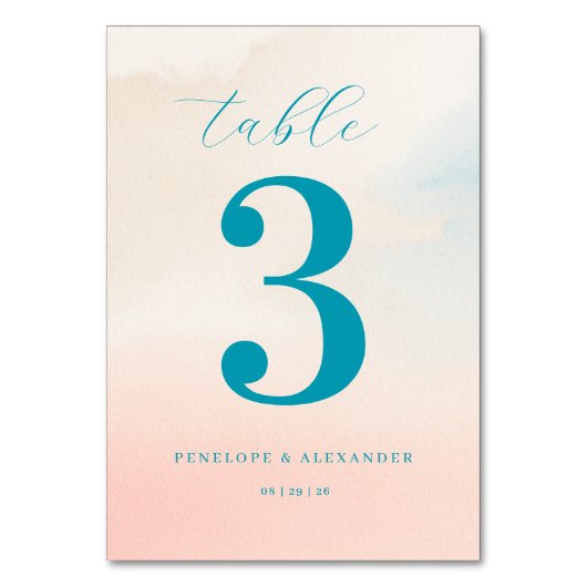 De Table Numéro Aquarelle Serein Turquoise (Par défaut)