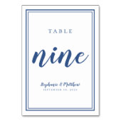 De Table Numéro Neuf Mariage Bleu Bleu Simple (Dos)
