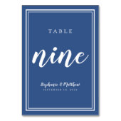 De Table Numéro NEUF Mariage Classique Simple Bleu Blanc (Dos)