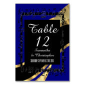 De Table Numéro personnalisé bleu marine, noir et or (Dos)