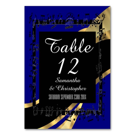 De Table Numéro personnalisé bleu marine, noir et or (Par défaut)