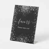 De Table Parties scintillant en argent noir faveurs signe (Recto)