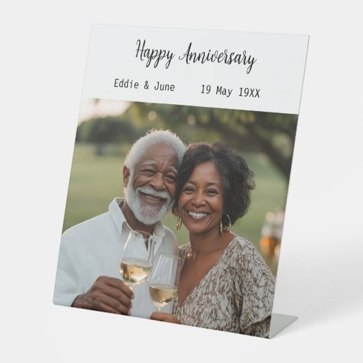 De Table Photo Anniversaire moderne Cachet signe blanc (Recto)