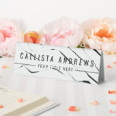De Table Plaque nominative moderne en marbre noir et blanc (In SItu (Mariage))