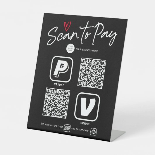 De Table QR Code Modern script Scan pour payer le signe san (Recto)