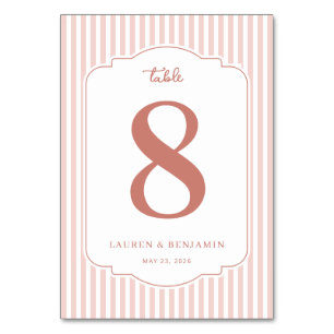 De Table Rayures roses élégantes avec le numéro huit