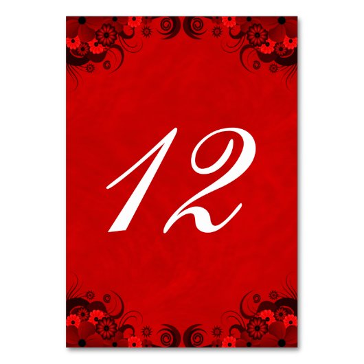 De Table Rouge foncé Goth Floral Réception Tableau Numéro C (Par défaut)