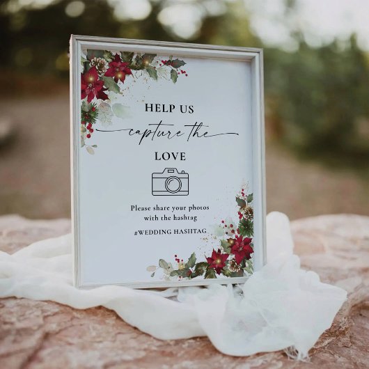 De Table Rustique Poinsettia Aidez-Nous À Capter Le Signe D