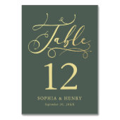 De Table Sage Whimsical Gold Calligraphie Numéro du tableau (Dos)