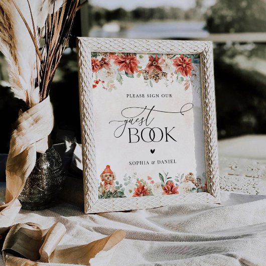 De Table Signe du livre d'or Pinecone Red Green Winter