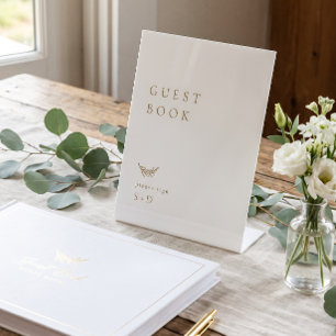 De Table Signe minimaliste du Mariage du livre d'or blanc