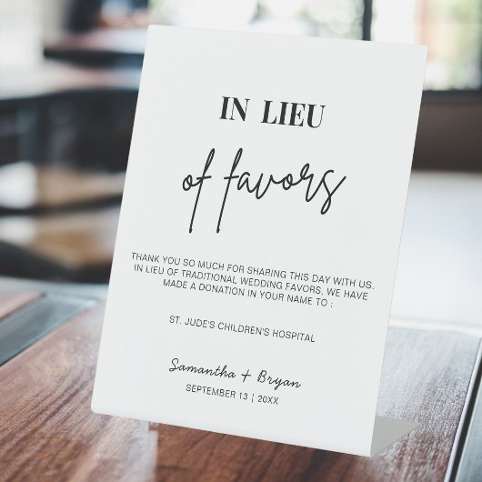 De Table Signe moderne en lieu et place des faveurs | Don d