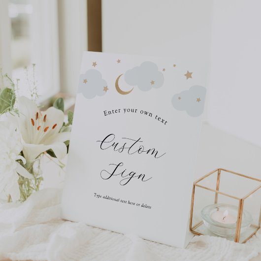 De Table Sur la Lune Bleu Texte Personnalisé Signe