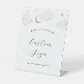 De Table Sur la Lune Bleu Texte Personnalisé Signe (Recto)