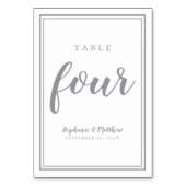 De Table Tableau mariage Numéro Quatre gris et blanc simple (Dos)